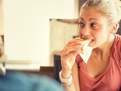 Woman eating a sandwich