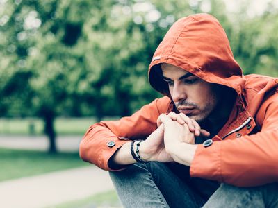 Depressed man in the park