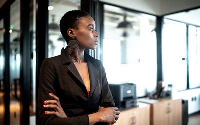 Young businesswoman looking away