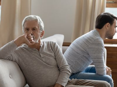 Unhappy mature father and adult son not taking after quarrel 