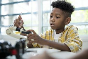 young boy in school classroom