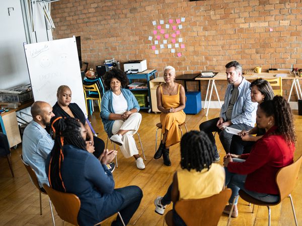 People in a group interview setting