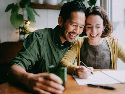 Married couple laughing together