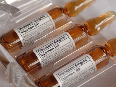 Several 5mg/ml vials of Valium (Diazepam)