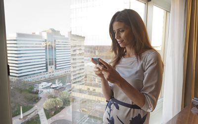 Woman looking at cell phone