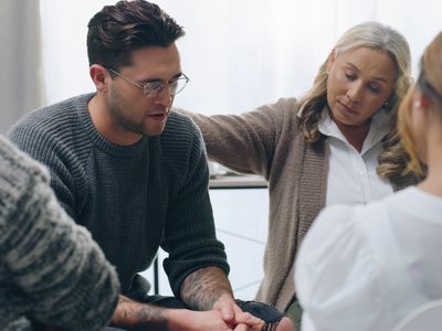 group therapy discussion of mental health, mind healing and wellness