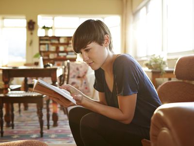 reading book at home