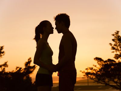 Couple about to kiss.