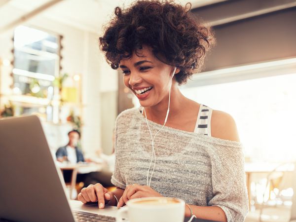 Woman experiencing happy emotions