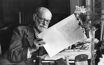 Sigmund Freud In Home Office At Desk