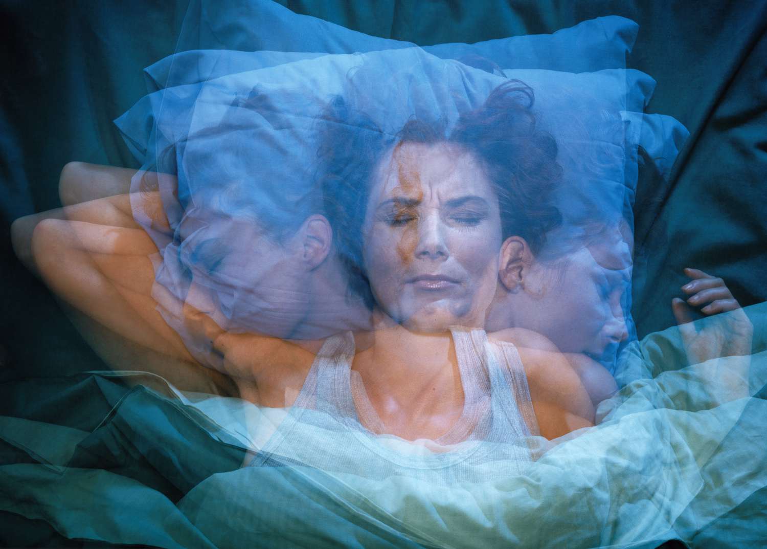 Overlapping image of sleeping woman