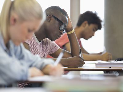 University students taking exam