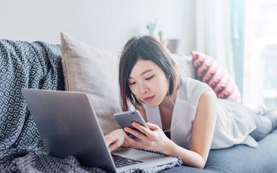 Woman checking her phone