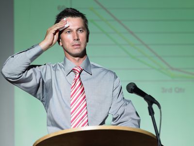 Nervous man giving a speech