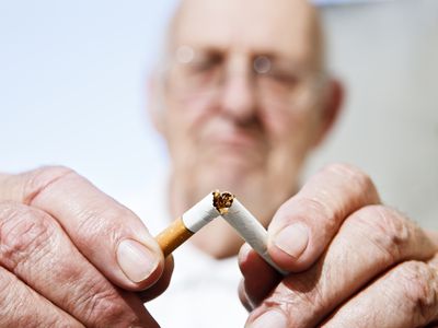 Never too late to stop smoking: old man breaks cigarette