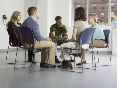 Small group of people in community center