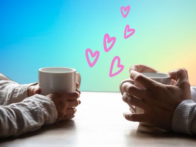 Two people drinking coffee