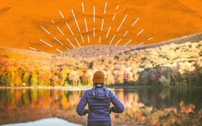 Woman looking out at foliage