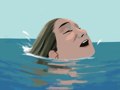 illustration of woman treading water