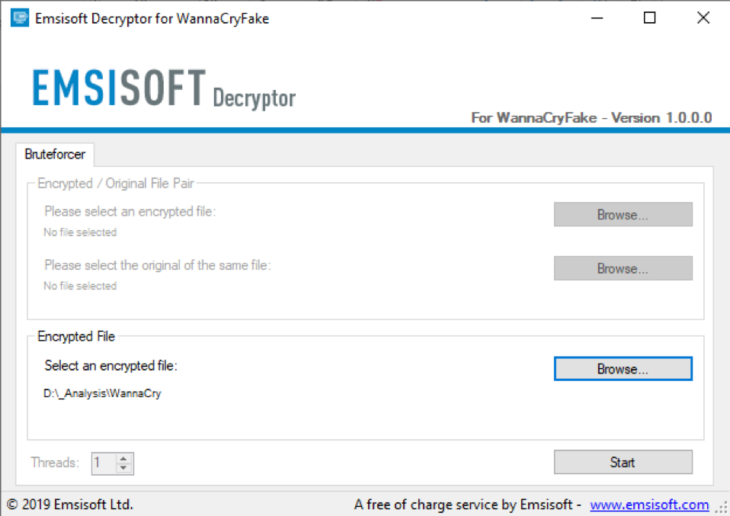 Emsisoft WannaCryFake Decryptor