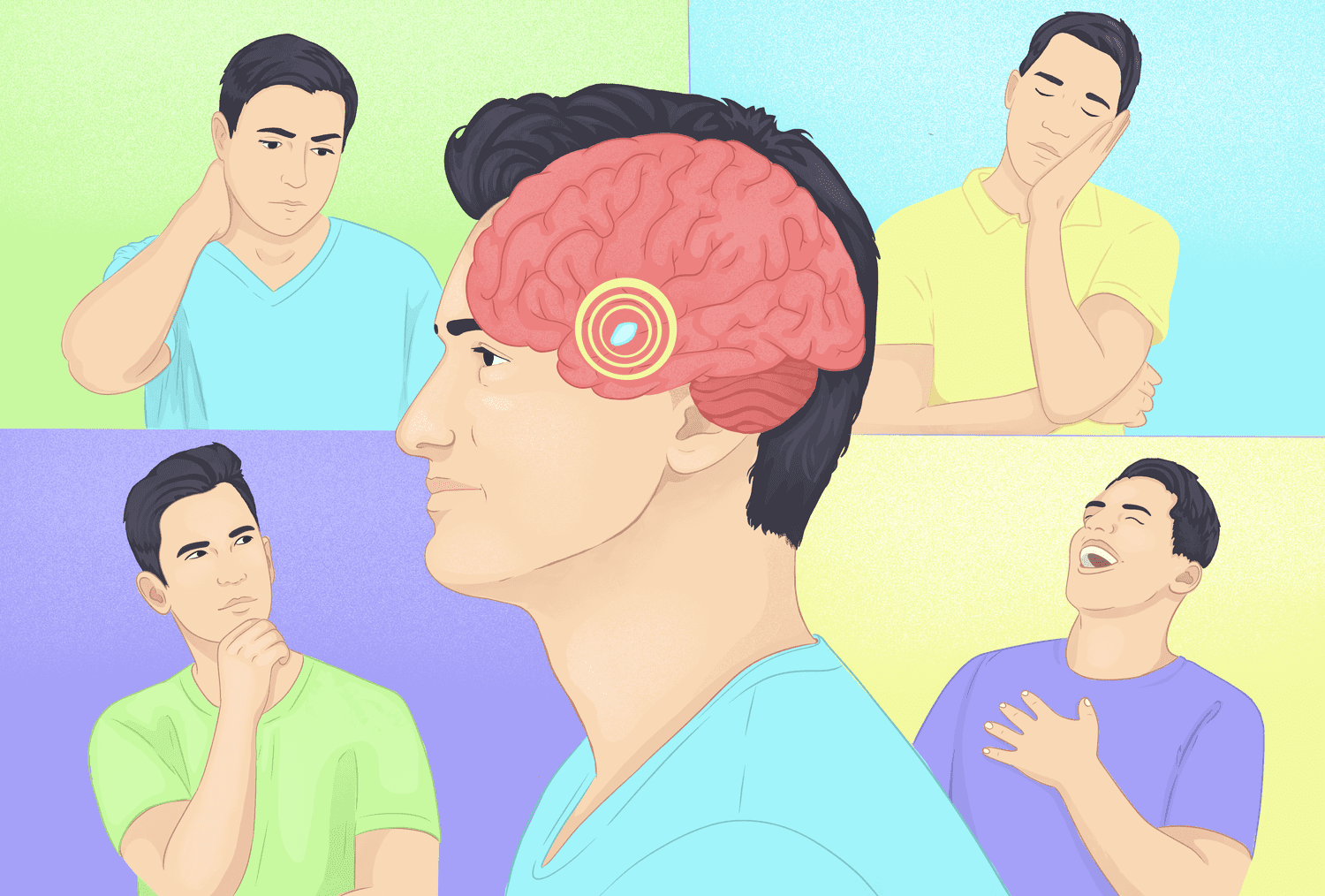 Amygdala and different emotions of a man