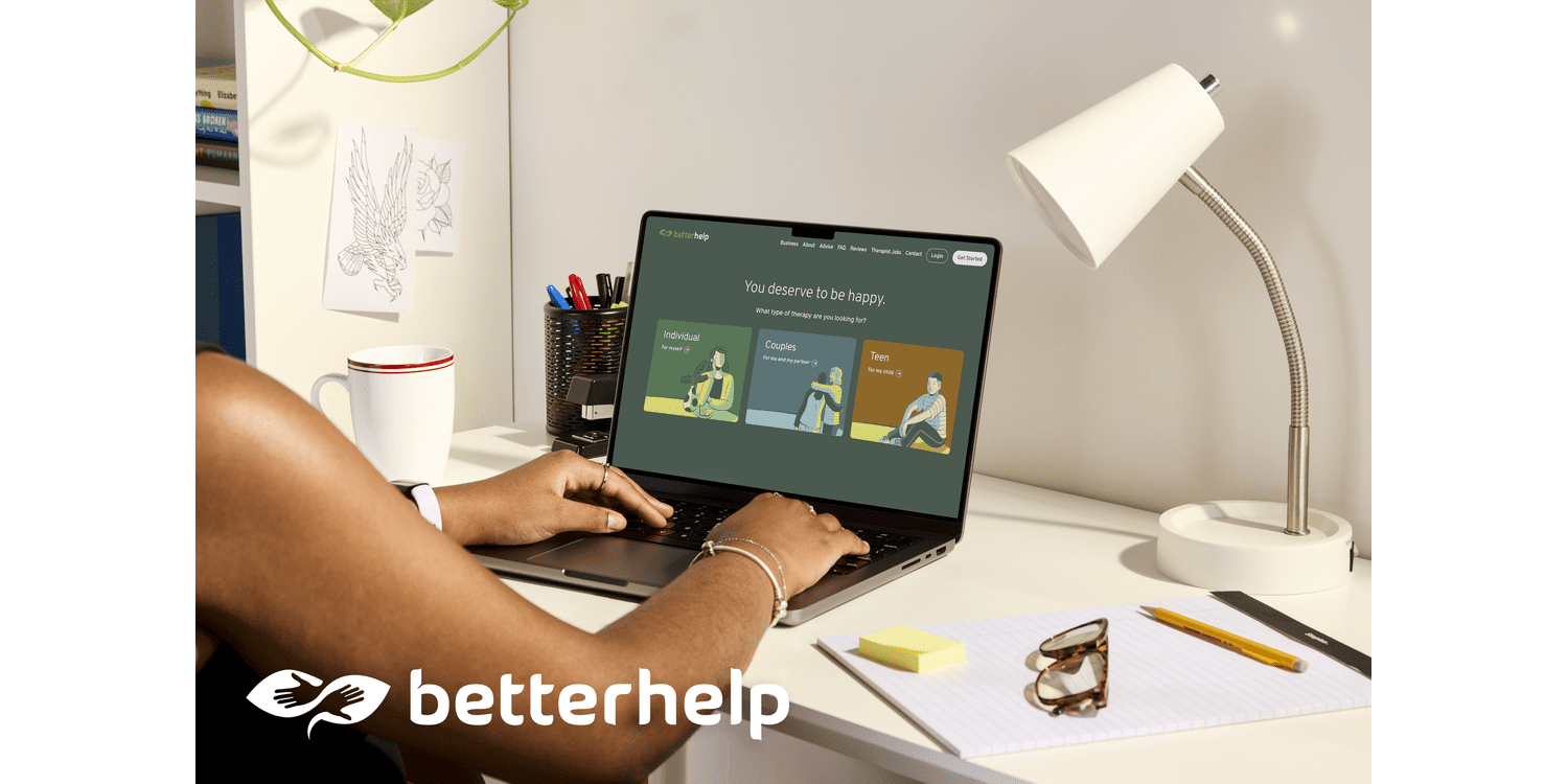 Person using laptop on Betterhelp website