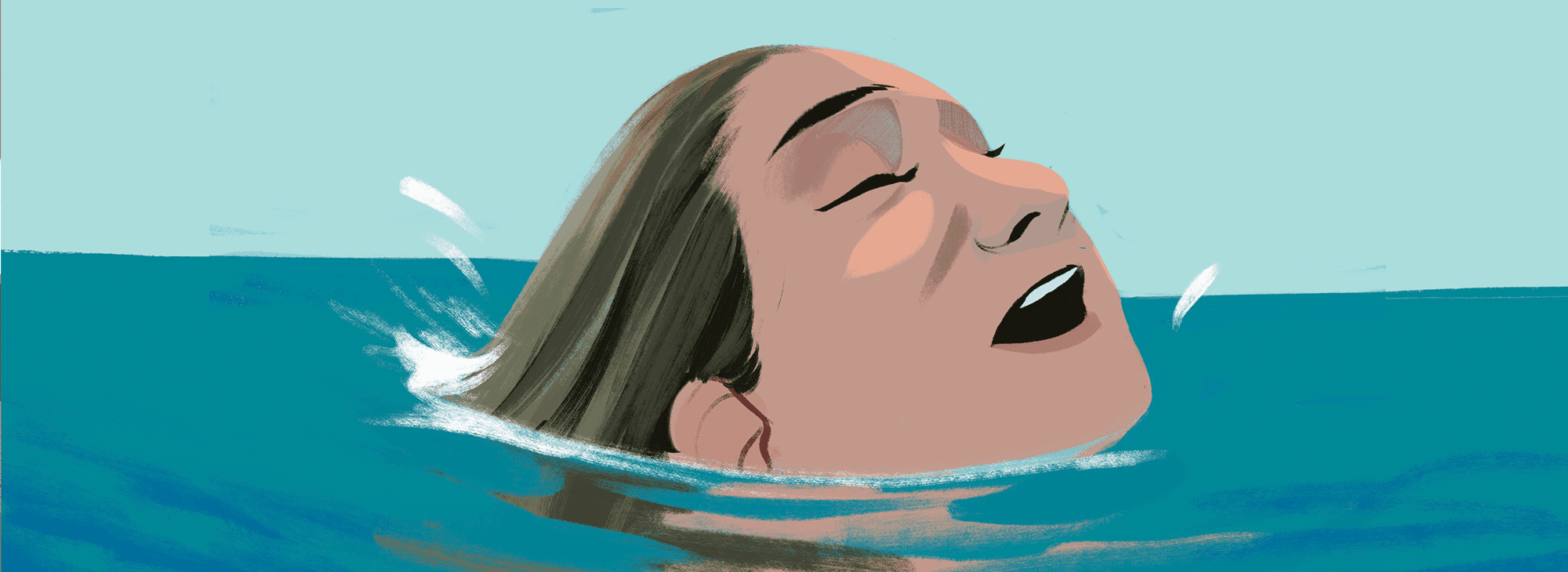 illustration of woman treading water